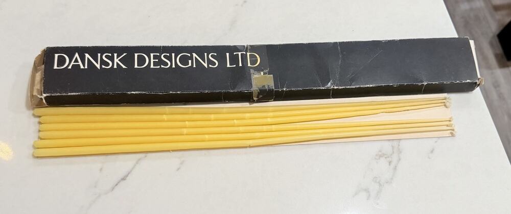 Dansk 6 Original Unlit 16" Yellow Candles Mcm Tiny Taper Candelabra Open Box